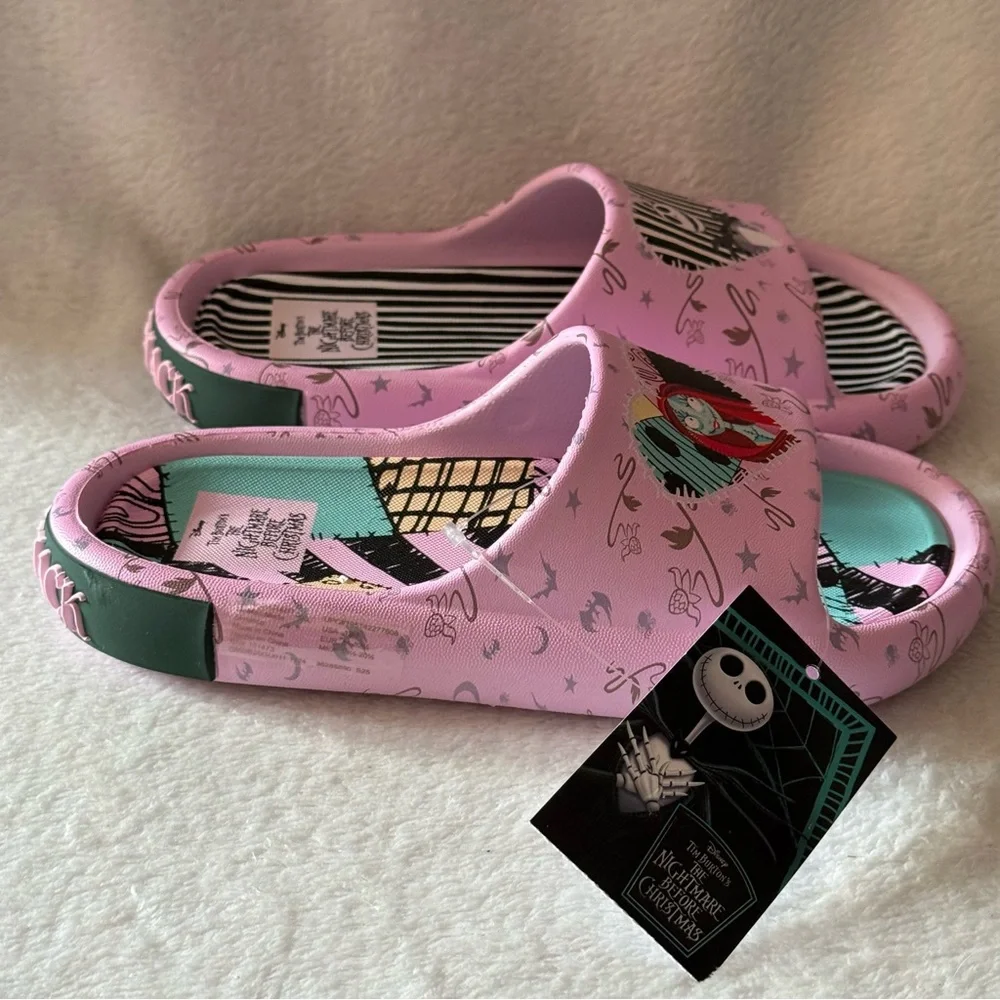 The Nightmare Before Christmas Slides‎ Girls Size 13 Pink Slip On New